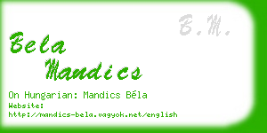 bela mandics business card